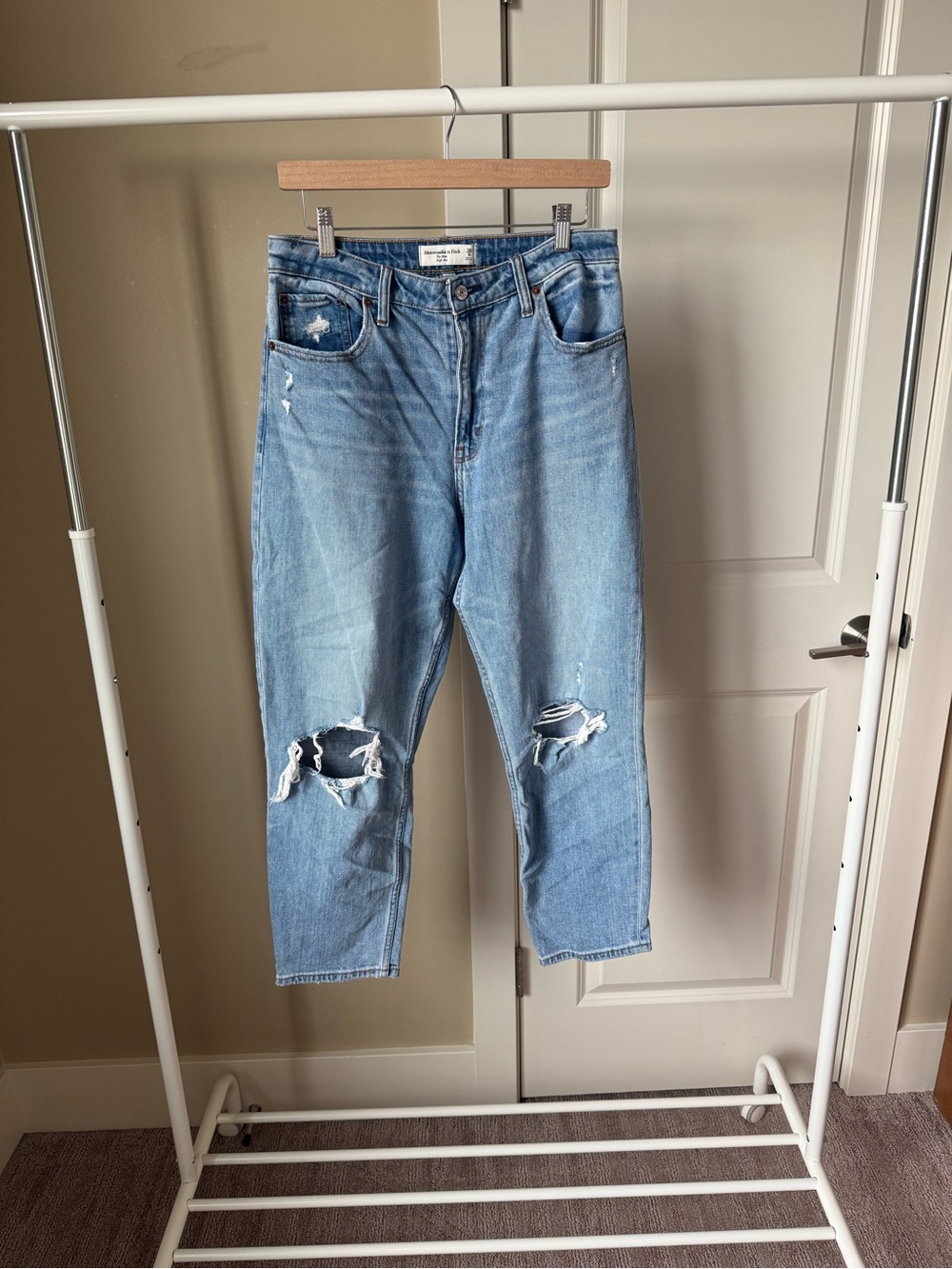 Abercrombie & Fitch Light Blue Distressed Boyfriend Jeans
